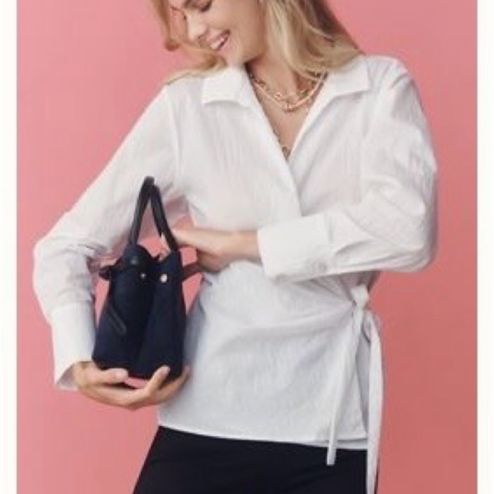 Mauve Classic White Wrap Blouse